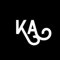 diseño de logotipo de letra ka sobre fondo negro. ka concepto creativo del logotipo de la letra de las iniciales. diseño de letras ka. ka diseño de letras blancas sobre fondo negro. logotipo de ka, ka vector