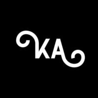 diseño de logotipo de letra ka sobre fondo negro. ka concepto creativo del logotipo de la letra de las iniciales. diseño de letras ka. ka diseño de letras blancas sobre fondo negro. logotipo de ka, ka vector