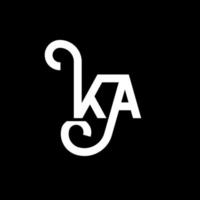 diseño de logotipo de letra ka sobre fondo negro. ka concepto creativo del logotipo de la letra de las iniciales. diseño de letras ka. ka diseño de letras blancas sobre fondo negro. logotipo de ka, ka vector