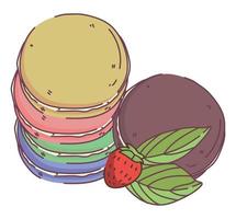 macarrones de postre y fruta vector