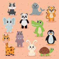 cute animals icons vector