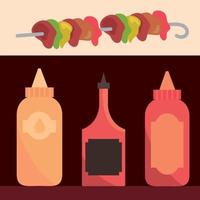 iconos de salsas barbacoa vector