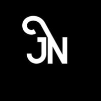 diseño del logotipo de la letra jn sobre fondo negro. concepto de logotipo de letra de iniciales creativas jn. diseño de letra jn. jn diseño de letras blancas sobre fondo negro. jn, logotipo de jn vector