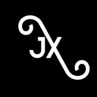 diseño del logotipo de la letra jx sobre fondo negro. concepto de logotipo de letra de iniciales creativas jx. diseño de letras jx. jx diseño de letras blancas sobre fondo negro. logotipo de jx, jx vector