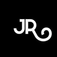 diseño de logotipo de letra jr sobre fondo negro. concepto de logotipo de letra de iniciales creativas jr. diseño de letra jr. jr diseño de letras blancas sobre fondo negro. logotipo de jr, jr vector