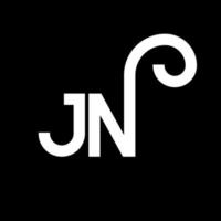 diseño del logotipo de la letra jn sobre fondo negro. concepto de logotipo de letra de iniciales creativas jn. diseño de letra jn. jn diseño de letras blancas sobre fondo negro. jn, logotipo de jn vector