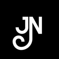 diseño del logotipo de la letra jn sobre fondo negro. concepto de logotipo de letra de iniciales creativas jn. diseño de letra jn. jn diseño de letras blancas sobre fondo negro. jn, logotipo de jn vector