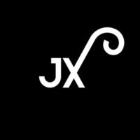 diseño del logotipo de la letra jx sobre fondo negro. concepto de logotipo de letra de iniciales creativas jx. diseño de letras jx. jx diseño de letras blancas sobre fondo negro. logotipo de jx, jx vector