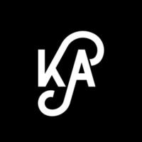 diseño de logotipo de letra ka sobre fondo negro. ka concepto creativo del logotipo de la letra de las iniciales. diseño de letras ka. ka diseño de letras blancas sobre fondo negro. logotipo de ka, ka vector