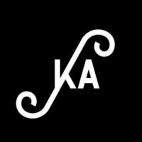 diseño de logotipo de letra ka sobre fondo negro. ka concepto creativo del logotipo de la letra de las iniciales. diseño de letras ka. ka diseño de letras blancas sobre fondo negro. logotipo de ka, ka vector