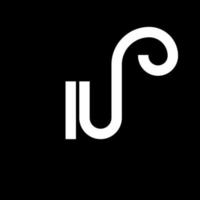 diseño del logotipo de la letra iu sobre fondo negro. concepto de logotipo de letra de iniciales creativas iu. diseño de letra iu. iu diseño de letras blancas sobre fondo negro. iu, logotipo de iu vector