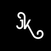 diseño de logotipo de letra jk sobre fondo negro. concepto de logotipo de letra de iniciales creativas jk. diseño de letras jk. jk diseño de letras blancas sobre fondo negro. jk, logotipo de jk vector