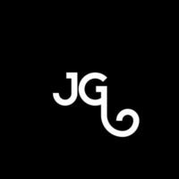 diseño de logotipo de letra jg sobre fondo negro. concepto de logotipo de letra de iniciales creativas jg. diseño de letras jg. jg diseño de letras blancas sobre fondo negro. jg, logotipo de jg vector