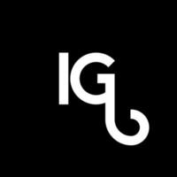 diseño de logotipo de letra ig sobre fondo negro. concepto de logotipo de letra de iniciales creativas ig. diseño de carta ig. ig diseño de letras blancas sobre fondo negro. ig, logotipo de ig vector