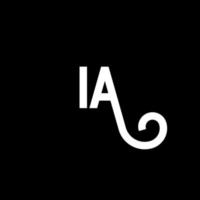 diseño del logotipo de la letra ia sobre fondo negro. ia concepto de logotipo de letra de iniciales creativas. diseño de letras ia. ia diseño de letras blancas sobre fondo negro. ia, logotipo de ia vector