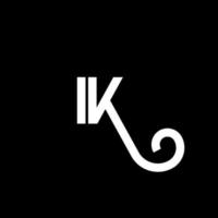 diseño del logotipo de la letra ik sobre fondo negro. concepto de logotipo de letra de iniciales creativas ik. diseño de letras ik. ik diseño de letras blancas sobre fondo negro. ik, logotipo de ik vector