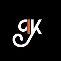 diseño del logotipo de la letra ik sobre fondo negro. concepto de logotipo de letra de iniciales creativas ik. diseño de letras ik. ik diseño de letras blancas sobre fondo negro. ik, logotipo de ik vector