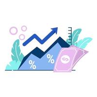 icono de la curva de inflación ilustración plana para el gráfico de finanzas empresariales por ciento moneda billete de dólar perfecto para el diseño de ui ux, aplicación web, proyectos de marca, publicidad, publicación en redes sociales vector