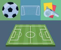 football soccer four icons vector