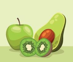 green fresh fruits vector