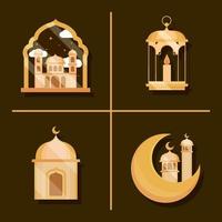 eid mubarak icons vector