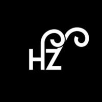 diseño de logotipo de letra hz sobre fondo negro. concepto de logotipo de letra de iniciales creativas hz. diseño de letras hz. hz diseño de letras blancas sobre fondo negro. hz, logotipo de hz vector