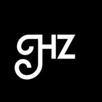HZ letter logo design on black background. HZ creative initials letter logo concept. HZ letter design. HZ white letter design on black background. H Z, h z logo vector