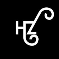 diseño de logotipo de letra hz sobre fondo negro. concepto de logotipo de letra de iniciales creativas hz. diseño de letras hz. hz diseño de letras blancas sobre fondo negro. hz, logotipo de hz vector