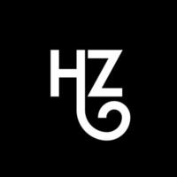 HZ letter logo design on black background. HZ creative initials letter logo concept. HZ letter design. HZ white letter design on black background. H Z, h z logo vector