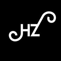 diseño de logotipo de letra hz sobre fondo negro. concepto de logotipo de letra de iniciales creativas hz. diseño de letras hz. hz diseño de letras blancas sobre fondo negro. hz, logotipo de hz vector