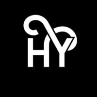 diseño de logotipo de letra hy sobre fondo negro. concepto creativo del logotipo de la letra de las iniciales. diseño de letras hy. hy diseño de letras blancas sobre fondo negro. hola, hola logo vector