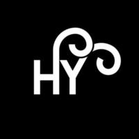 diseño de logotipo de letra hy sobre fondo negro. concepto creativo del logotipo de la letra de las iniciales. diseño de letras hy. hy diseño de letras blancas sobre fondo negro. hola, hola logo vector