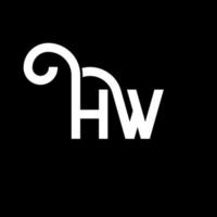 diseño de logotipo de letra hw sobre fondo negro. concepto de logotipo de letra de iniciales creativas hw. diseño de letra hw. hw diseño de letras blancas sobre fondo negro. logotipo de hw vector