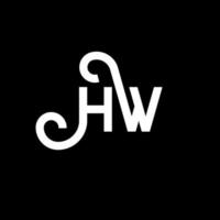 diseño de logotipo de letra hw sobre fondo negro. concepto de logotipo de letra de iniciales creativas hw. diseño de letra hw. hw diseño de letras blancas sobre fondo negro. logotipo de hw vector