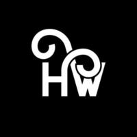 diseño de logotipo de letra hw sobre fondo negro. concepto de logotipo de letra de iniciales creativas hw. diseño de letra hw. hw diseño de letras blancas sobre fondo negro. logotipo de hw vector