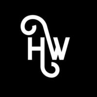 HW letter logo design on black background. HW creative initials letter logo concept. hw letter design. HW white letter design on black background. H W, h w logo vector