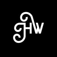 diseño de logotipo de letra hw sobre fondo negro. concepto de logotipo de letra de iniciales creativas hw. diseño de letra hw. hw diseño de letras blancas sobre fondo negro. logotipo de hw vector