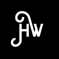 diseño de logotipo de letra hw sobre fondo negro. concepto de logotipo de letra de iniciales creativas hw. diseño de letra hw. hw diseño de letras blancas sobre fondo negro. logotipo de hw vector