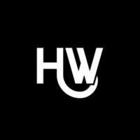 diseño de logotipo de letra hw sobre fondo negro. concepto de logotipo de letra de iniciales creativas hw. diseño de letra hw. hw diseño de letras blancas sobre fondo negro. logotipo de hw vector