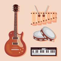 music instruments icons vector