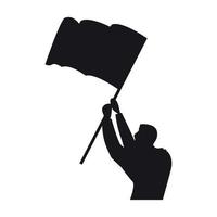 person waving flag silhouette vector