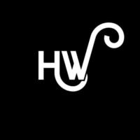 diseño de logotipo de letra hw sobre fondo negro. concepto de logotipo de letra de iniciales creativas hw. diseño de letra hw. hw diseño de letras blancas sobre fondo negro. logotipo de hw vector