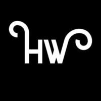 diseño de logotipo de letra hw sobre fondo negro. concepto de logotipo de letra de iniciales creativas hw. diseño de letra hw. hw diseño de letras blancas sobre fondo negro. logotipo de hw vector