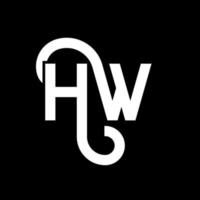 diseño de logotipo de letra hw sobre fondo negro. concepto de logotipo de letra de iniciales creativas hw. diseño de letra hw. hw diseño de letras blancas sobre fondo negro. logotipo de hw vector