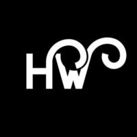 diseño de logotipo de letra hw sobre fondo negro. concepto de logotipo de letra de iniciales creativas hw. diseño de letra hw. hw diseño de letras blancas sobre fondo negro. logotipo de hw vector