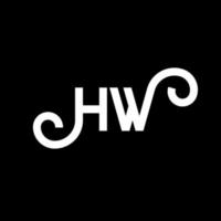 diseño de logotipo de letra hw sobre fondo negro. concepto de logotipo de letra de iniciales creativas hw. diseño de letra hw. hw diseño de letras blancas sobre fondo negro. logotipo de hw vector