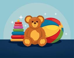 bear with balloon toys vector