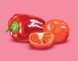 pepper and tomatoes vegetables vector