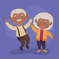 happy afro old couple vector