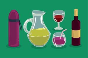 five differents beverages vector